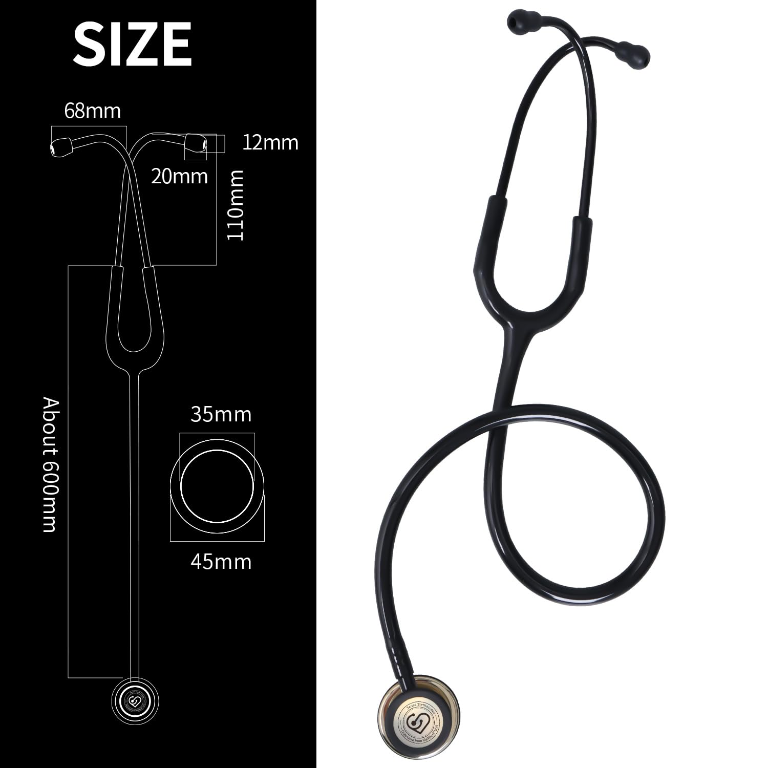 MaiWieel-Classic Monitoring Stethoscope Professional Dual Head Rainbow Stethoscopes For Nurse,Doctor,Vet,Home Medical,EMT,Double-Sided Stainless Chestpiece,Flexible Tubing & Soft Sealing Eartips(Rainbow Black)