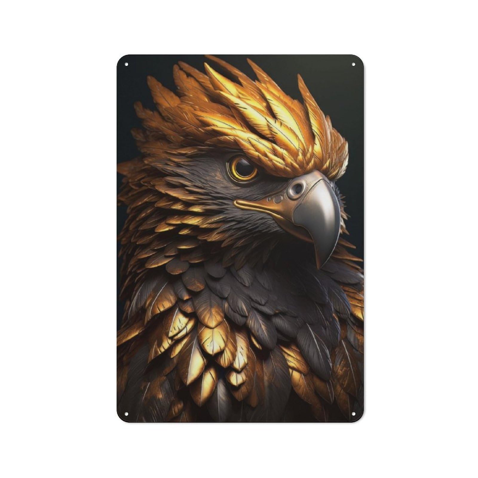 Junmoney Gold Eagle In Black Rustic Tin Sign 30X20cm Featuring For Garage Wall, For Vintage Wall Decor Fans, For Home Office And Studio Walls