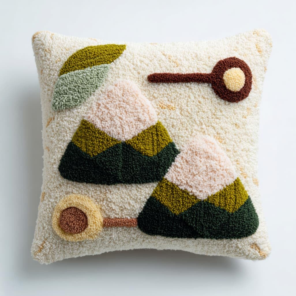 AxiangziK DIY Latch Hook Pillow Kit,Dragon Boat Festival Zongzi