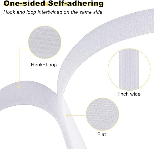 Miniatura 3 de Correas de gancho y bucle de 1 x 32 pies con 50 hebillas de metal, correas de cable de fijación ajustables, correa de cincha cortada a longitud,