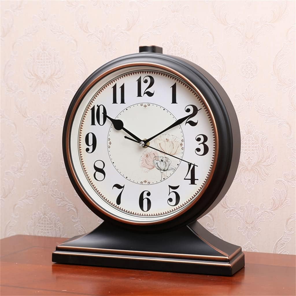 FMURY Pendulum Clock Retro Living Room Desk Clock Desktop Large Clock Sitting Clock European Table Clock Pendulum