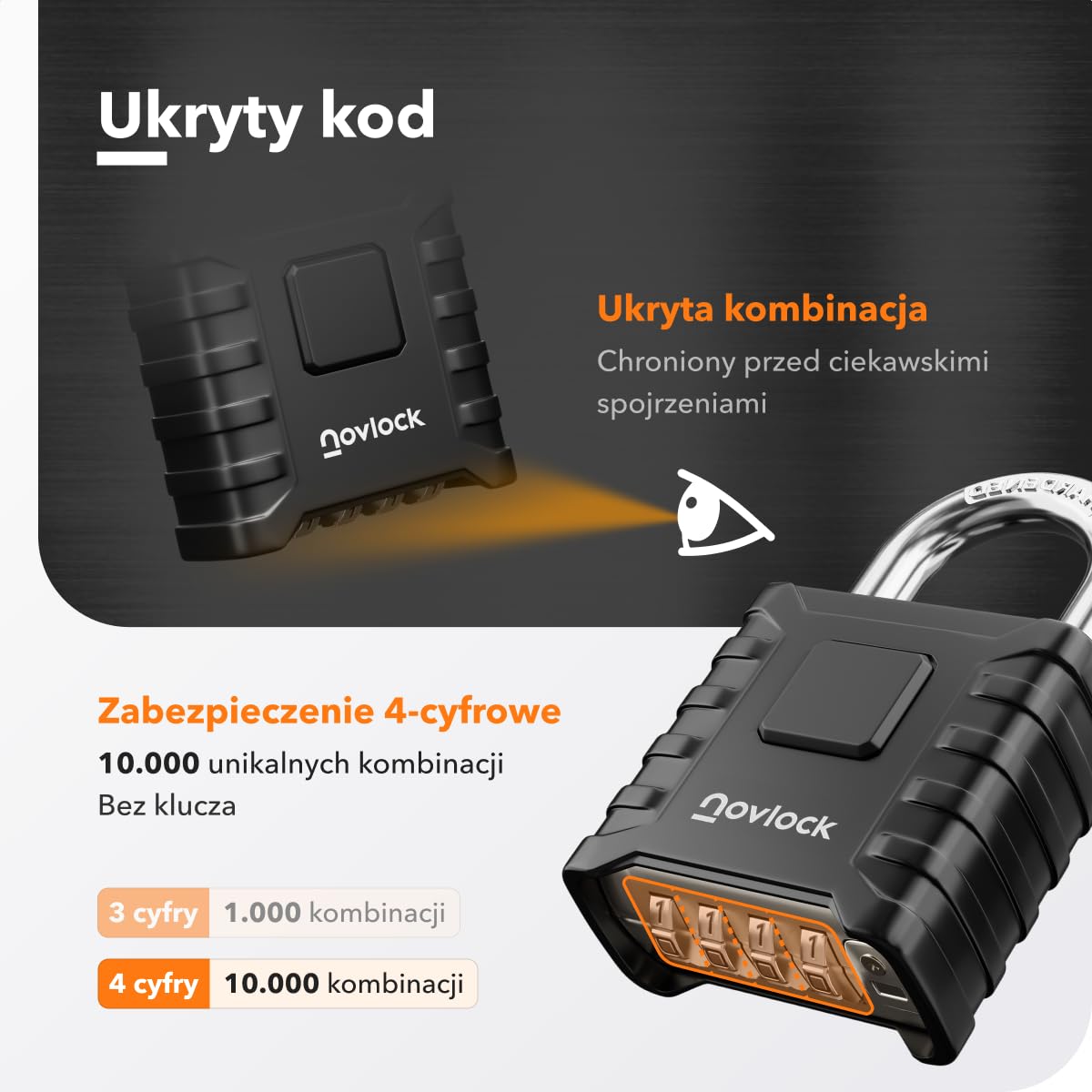Kłódka szyfrowa heavy-duty – duża, solidna i odporna na warunki atmosferyczne, z pałąkiem 8 mm – wytrzymała do bram, ogrodzeń, szop, garaży i zewnętrznych schowków – 1 szt., czarna