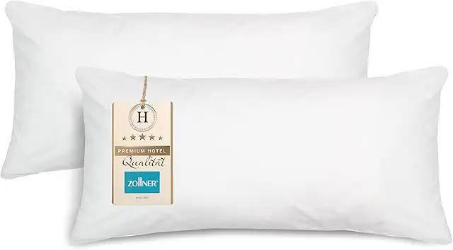 ZOLLNER 2er Set Kissenbezüge 40x80 cm mit Hotelverschluss - Baumwolle