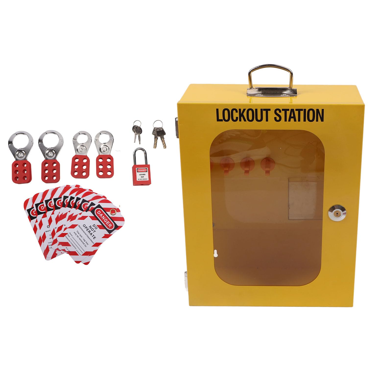 Lockout Tagout Cabinet Portable Multifunction Safety Padlock Lockout Hasp Hangtag Kit with 8 Pair Keys for Maintenance