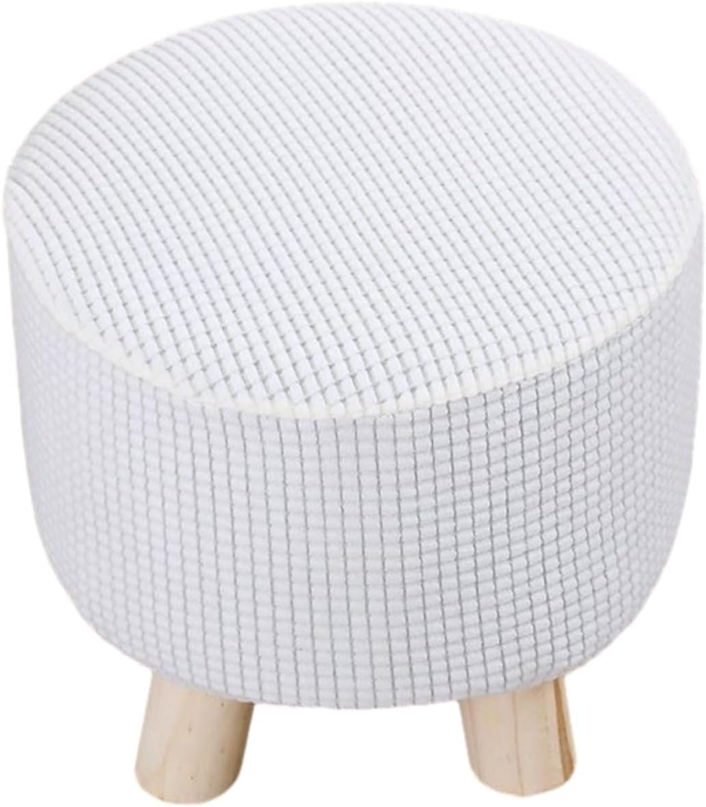 Lot De 2 Housses Pour Tabouret/Pouf Rond En Velours - Extensible, Lavable - Gris Clair (Dimensions 25-30 Cm L, 17-20 Cm H) - 12