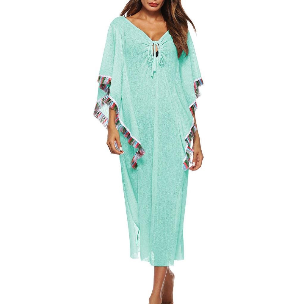 Easytoy Summer Womens Beach Wear Cover up Swimwear Bikini Tassle Long Maxi Beach Dress