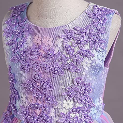 Flower Girl Lace Dress for Kids Wedding Bridesmaid Pageant Party Formal Long Gown 1st Communion Ruffle Tulle Dresses3