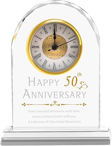 50th Wedding Anniversary Crystal Clock Gifts for Couple Parents - Anniversary Gifts For Parents