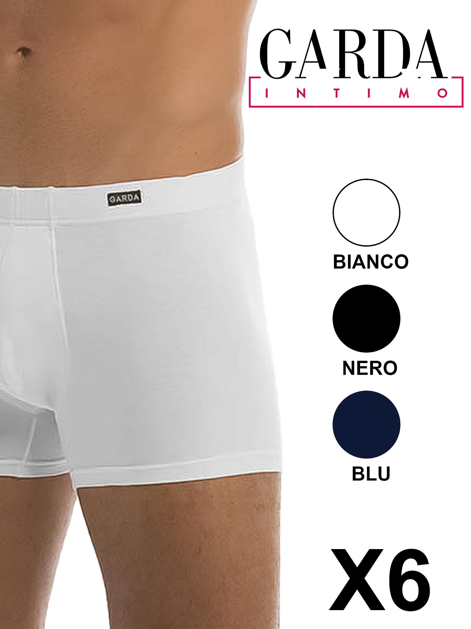 GARDA - 6 Boxer Uomo in Cotone Bielastico, Boxer Elastico Ricoperto 3472
