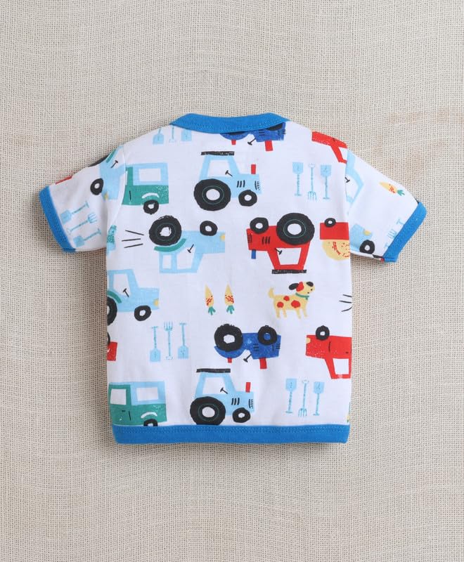 BUMZEE Baby Boys Cotton Pack of 3 Front Open Jablas Half Sleeves Blue & White - 0-3 Months (Peb10534B-blu) - Image 3 thumbnail