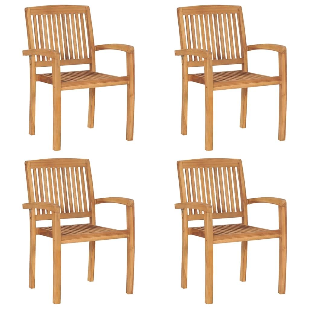 vidaXL Sedie da Giardino Impilabili 4 pz con Cuscini Massello di Teak