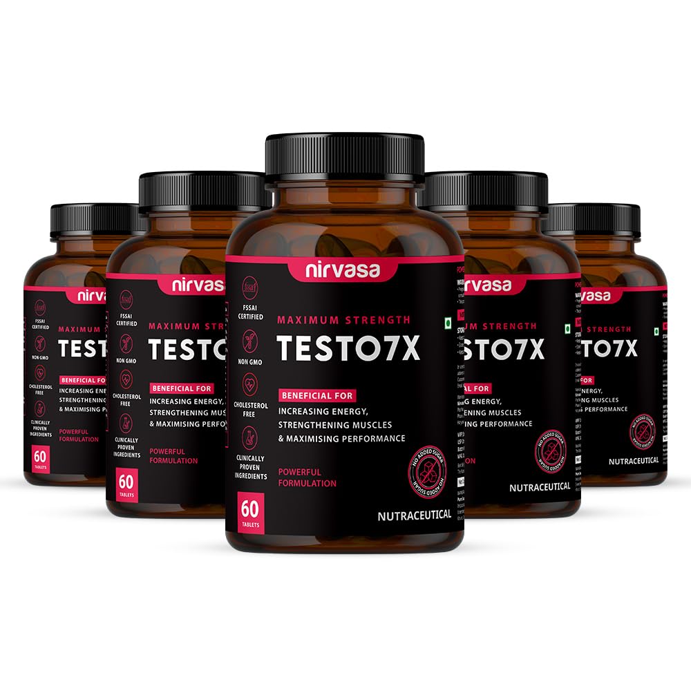 Nirvasa Testo 7X Tablets with Tribulus, Safed Musli Natural Testo Tablets to Improve Muscle