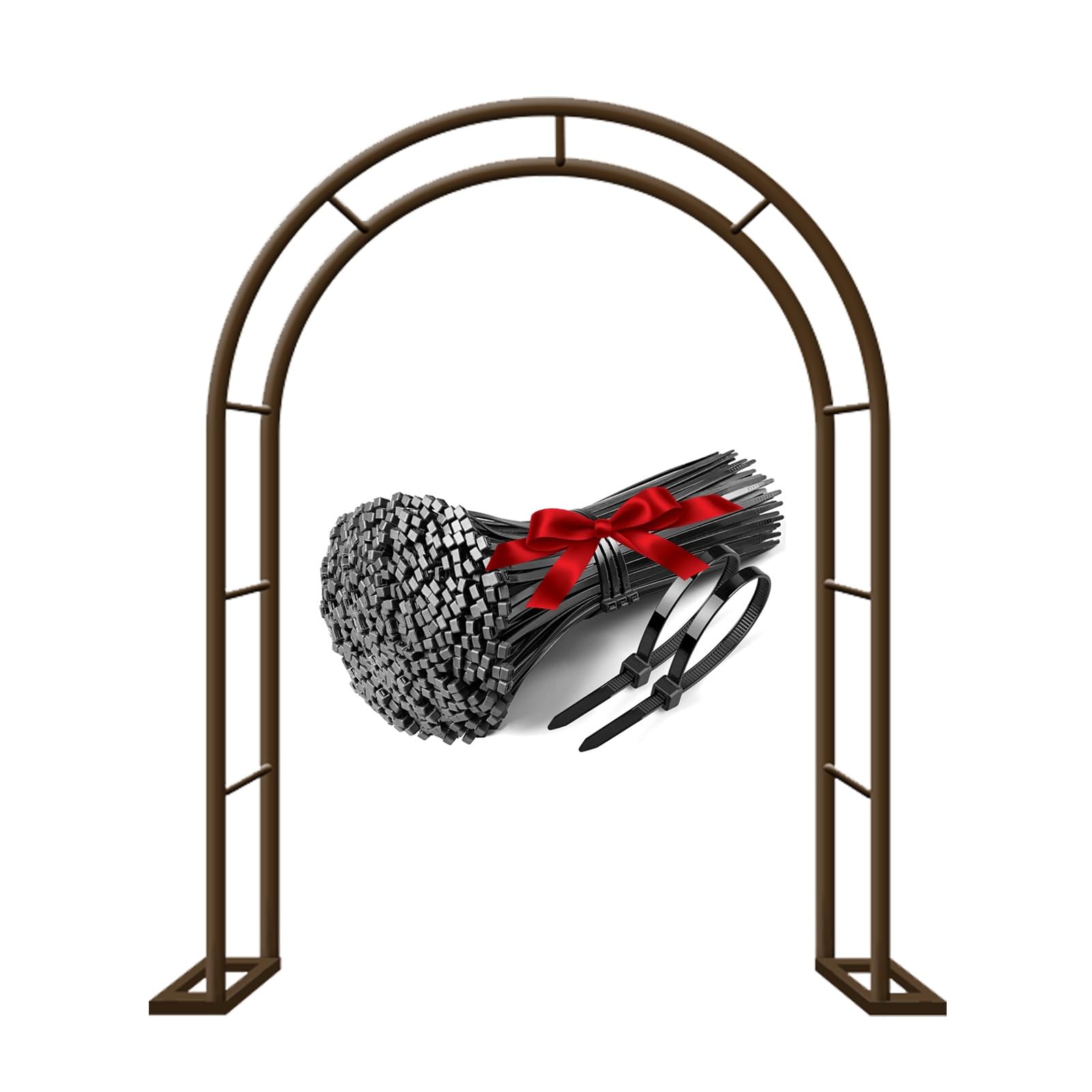 Robusto traliccio da esterno in ferro battuto per piante rampicanti, arco da giardino in metallo, marrone, 80 x 220 cm, perfetto per decorazioni da giardino, supporta viti e fiori, design durevole ed