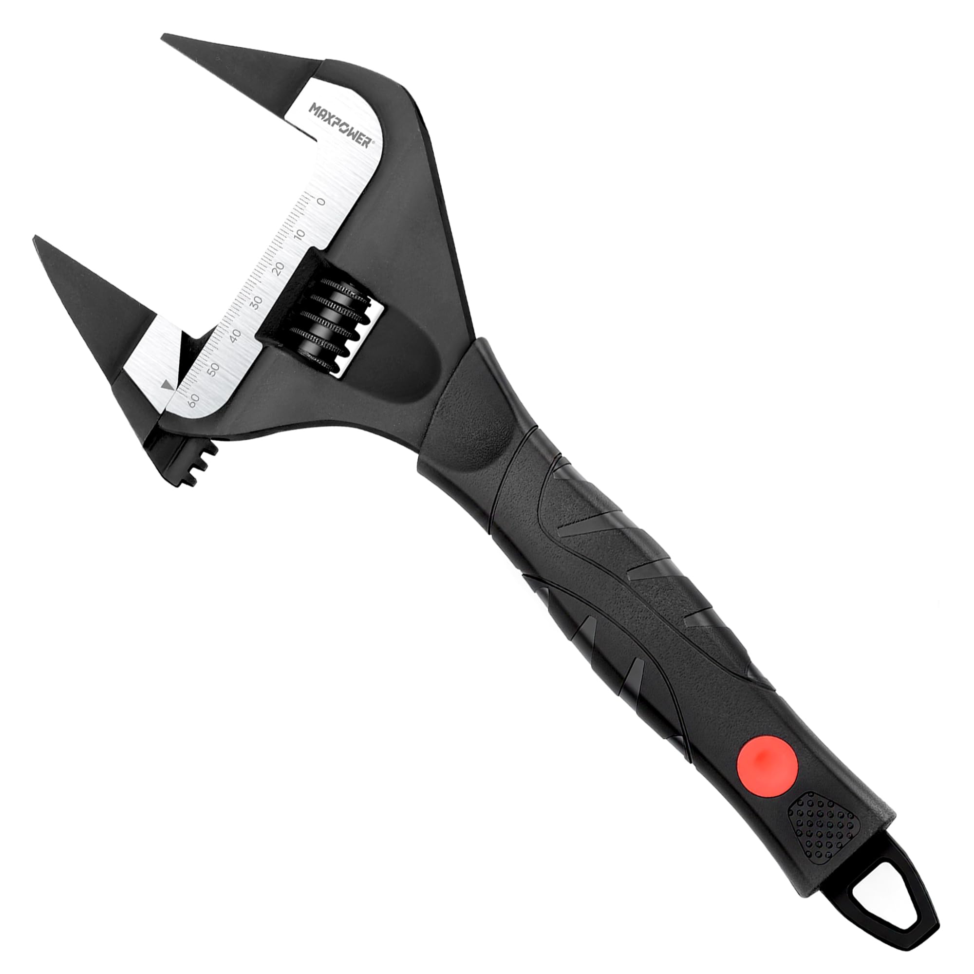 MAXPOWER 12-inch 305mm Slim Jaw Adjustable Wrench, Extra Thin Jaw Wide Opening Adjustable Wrench, Dual Scale with Metric and SAE, Soft Grip Handle