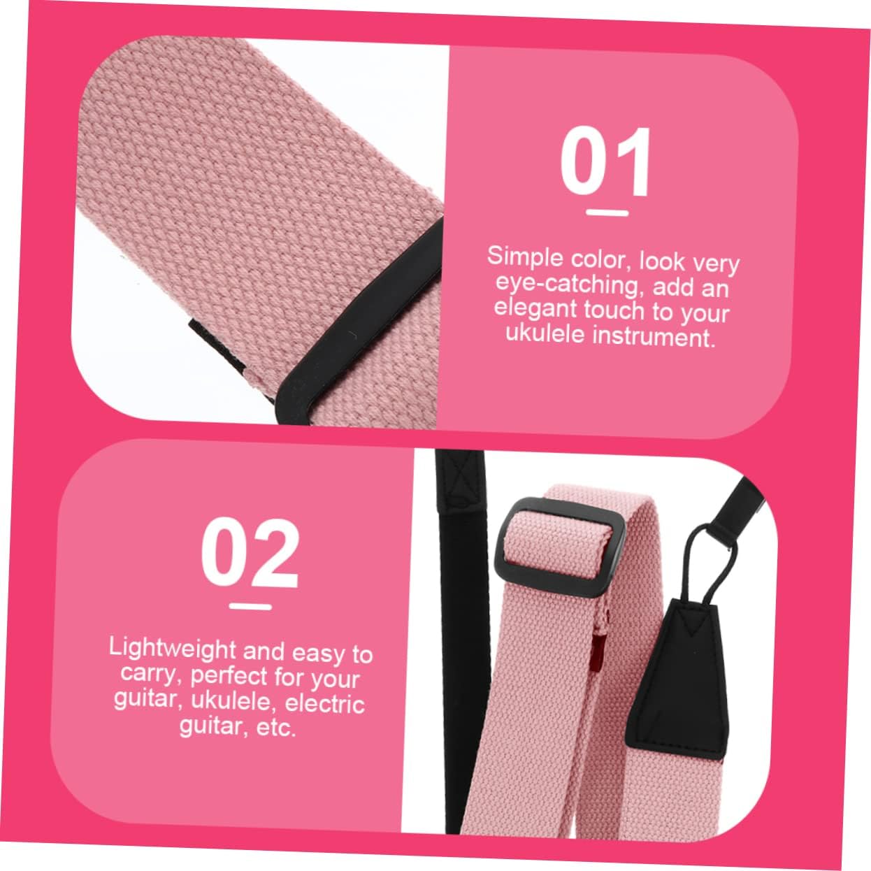 Punch Free Ukulele Strap Holder, Lightweight Microfiber Cotton Belt image 4