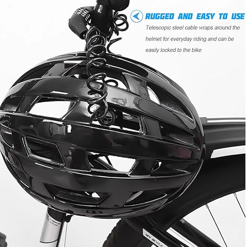 Miniatura 4 de HZEL Cerradura para casco de motocicleta, cerradura retráctil de cable de bicicleta pequeña con código de combinación de 4 dígitos, accesorios de