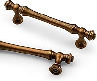 Vista 22 de Asidrama Paquete de 10 manijas de gabinete de cocina de latón cepillado envejecido de 3 pulgadas (2.992 in), tiradores de gabinete, accesorios