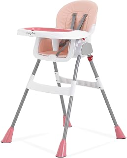 Dream On Me TableTalk 2-in-1 Convertible High Chair & Toddler Chair - Foldable, Easy Clean Trays, Padded Seat, Pink