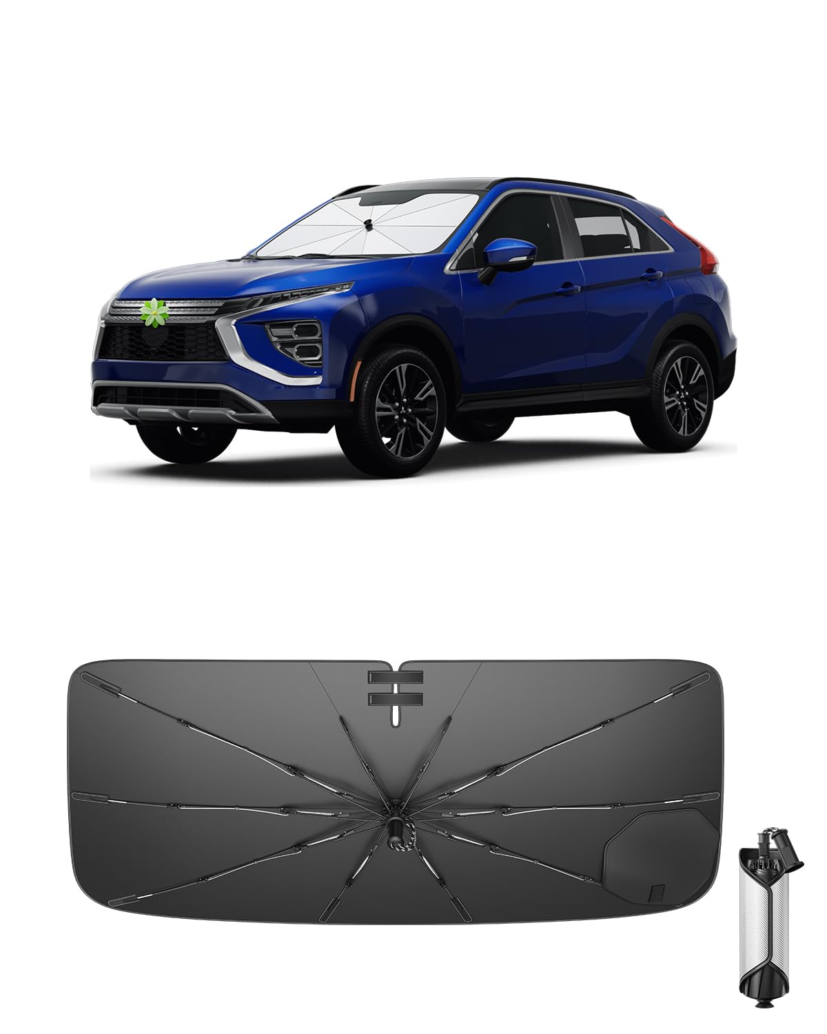 Ruiya 2026 Upgrade Parasol Coche Delantero Compatible con Mitsubishi Eclipse Cross 2018-2026, Paraguas Plegable Aislamiento Térmico, Protección UV, Accesorios para Parabrisas