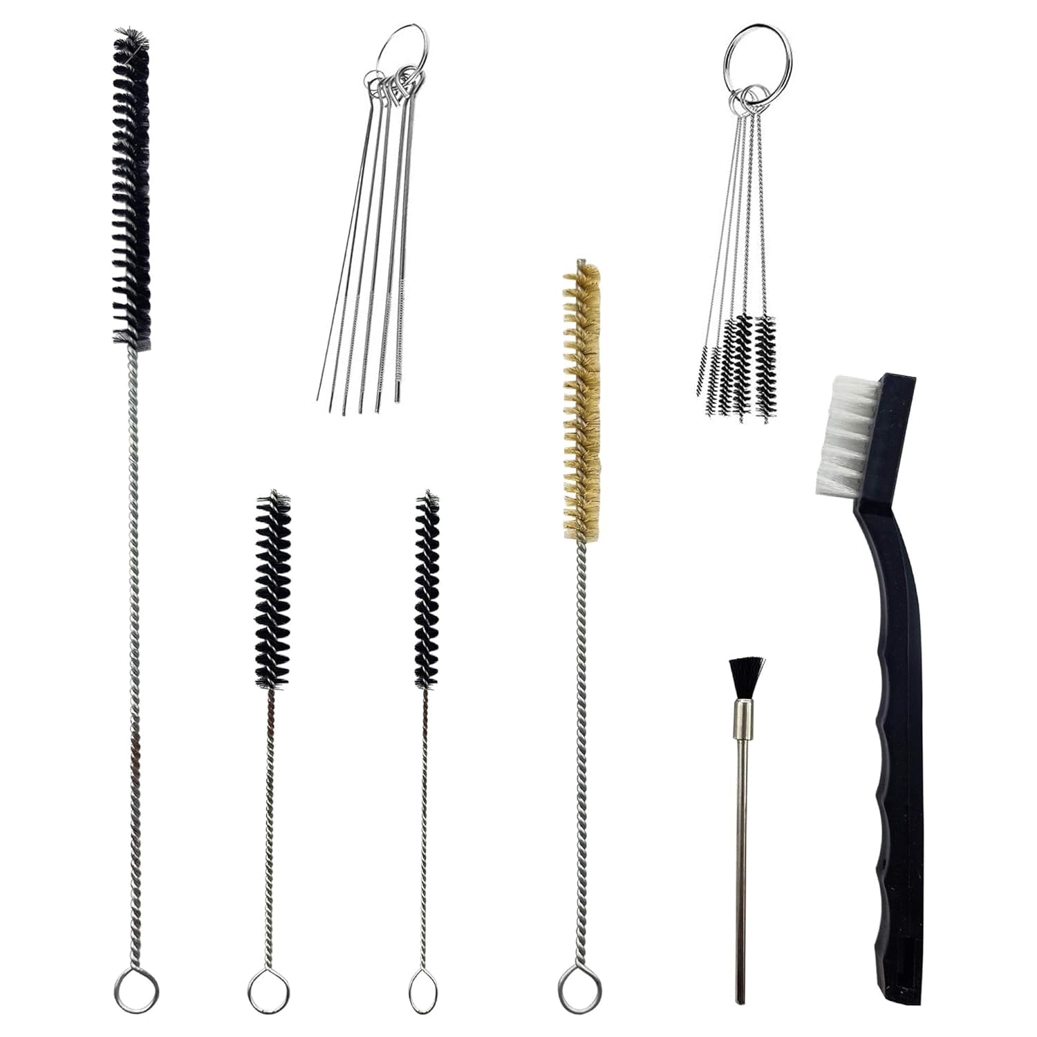 DIY Crafts 1 Kit, 17 Pcs Multi-Purpose Spray Gun Cleaning Kit Nylon Brushes Mini Brushes & Needles Metal Tube Cleaning Brush for Clean Airbrush Nozzles Spray Guns Tattoo Equipment (1 Kit, Multi)-image-36