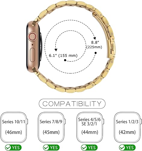 Miniatura 6 de Tasikar - Correa Compatible con Apple Watch de 4946454442 mm, Correa de Repuesto de Acero Inoxidable Premium Compatible con Apple Watch Ultra 3 2 1