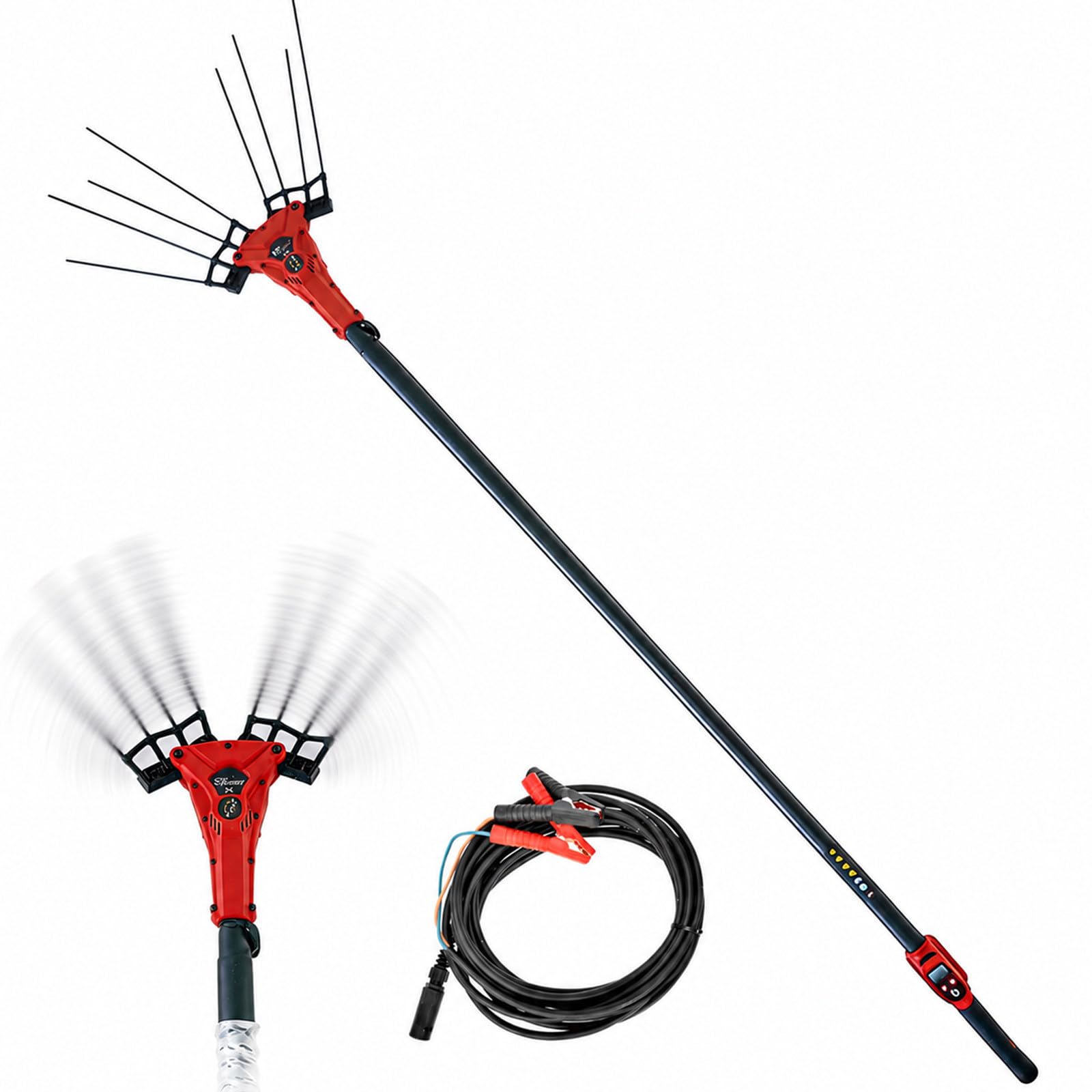 Cosechadora De Aceitunas Eléctrica, Vibrador De Aceitunas con Pértiga Telescópica 175-270 cm, Control 6 Niveles Vibración Y Pantalla LED para Aceitunas, Café Y Nueces 250W-ToolOnly