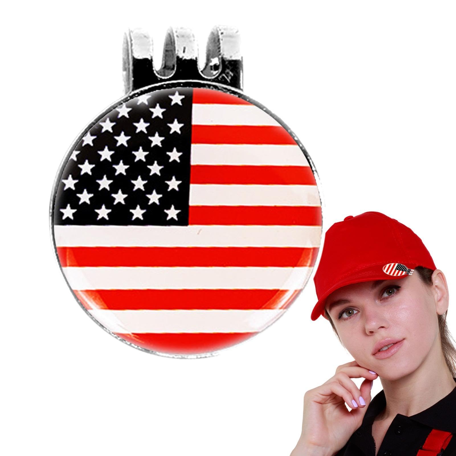 Marker golfowy – 25 mm magnetyczny klips do kapelusza golfowego ze stopu cynku z ameryka?sk? flag? – trwa?y marker do pi?, przeno?ny marker do pi? golfowych dla m??czyzn, kobiet, golfistów