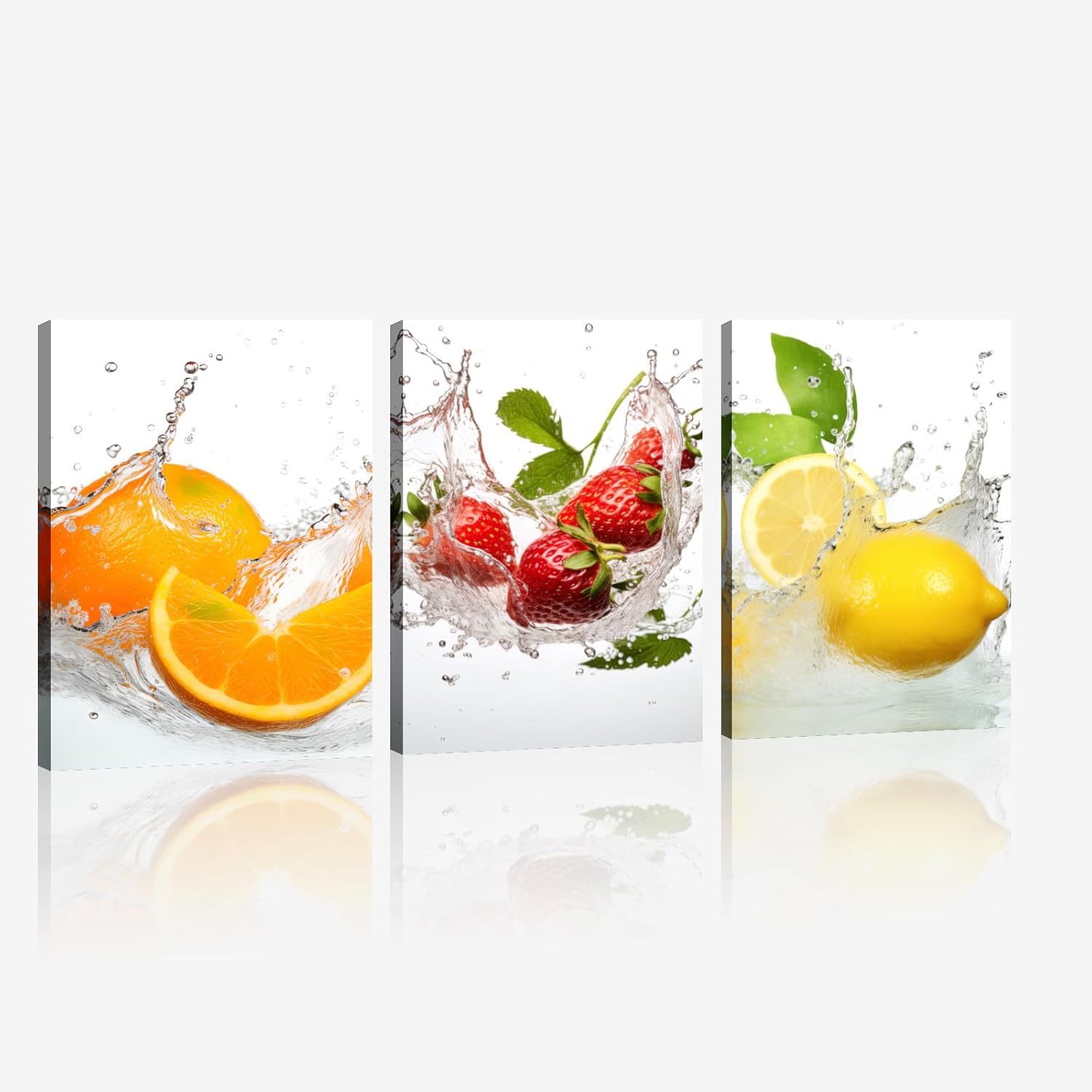LYUNSHUO Large Kitchen Wall Art 3 Panel Fork Knife Spoon Picture Kitchenware Canvas Prints Orange Posters Rustic Dining Room Restaurant Decoration - 24.00"x36.00"x3P