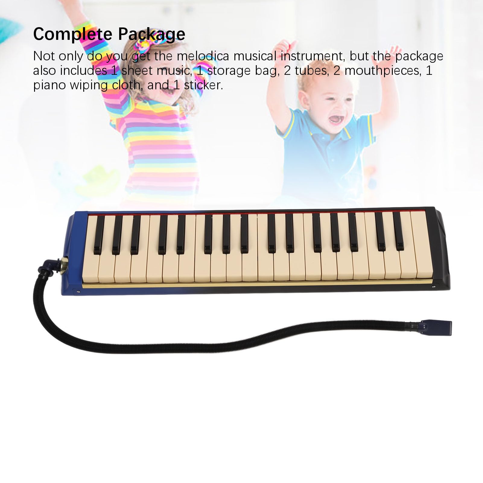Instrument Mélodica, 37 Touches Doubles Tubes Souples Performance Professionnelle Mélodica 37 Touches, Melodica Air Piano avec 2 Embouts Sac de Transport pour Enfants Débutants Adultes