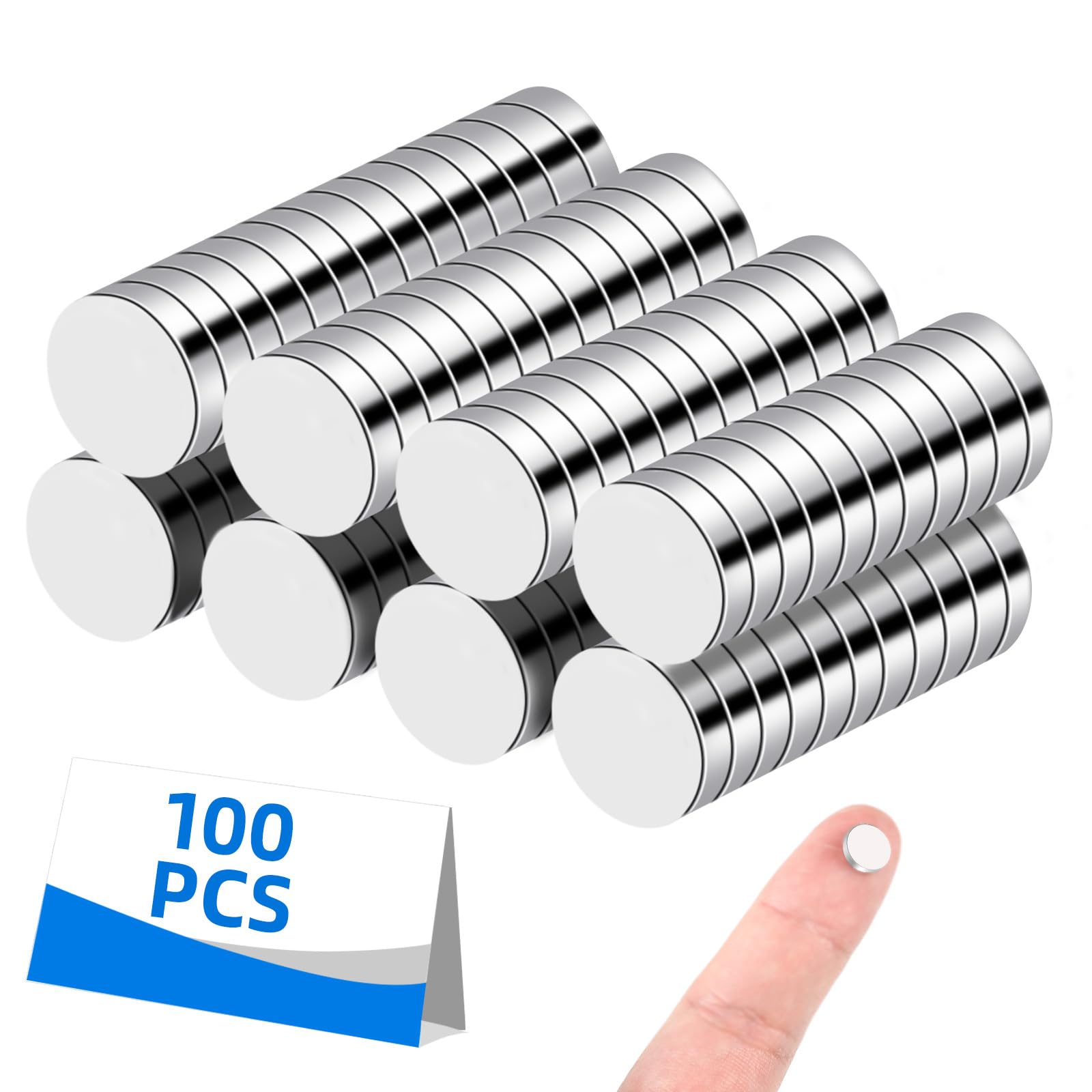 100 Stück Magnete Klein, Neodym Magnete Stark Magnet Rund | Starker Halt, Vernickelte Oberfläche, Für Whiteboard, Kühlschrank Und Pinnwand, Kompakte Box Zur Aufbewahrung