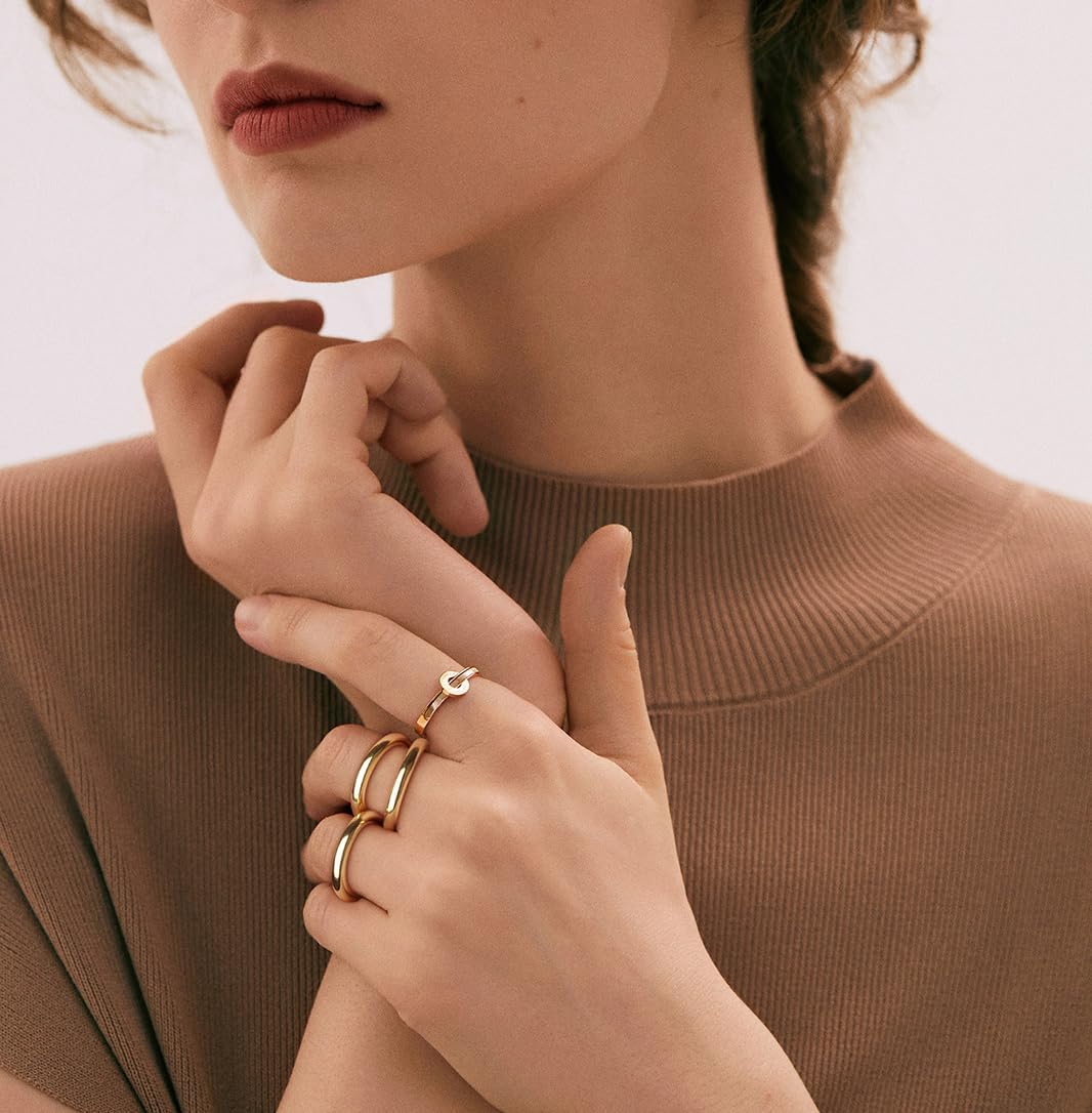 3mm Rings for Women 14K Real Gold Plated Round Edged Ring Non Tarnish Minimalism ring Cute Stacking Thumb Pinky Band Size 5 to 10 Gold and Silver 1PC/2PCS/3PCS - Image 4