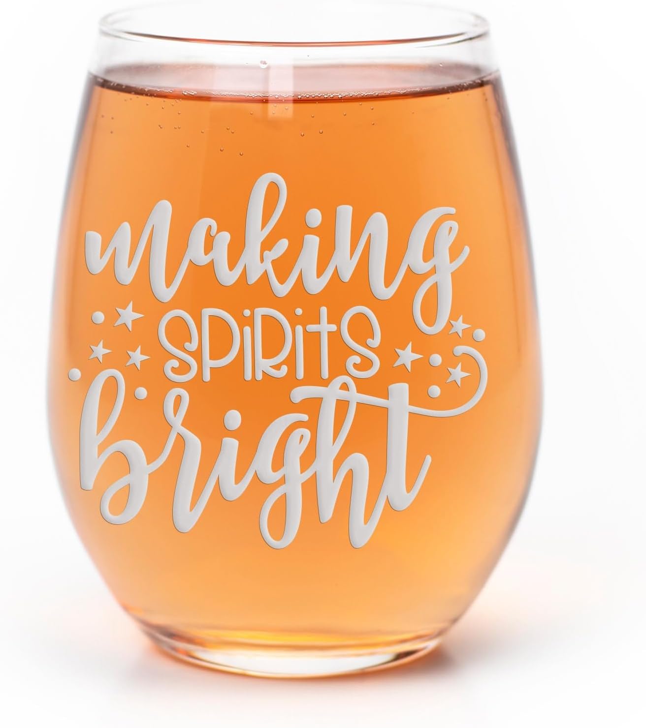 Making Spirits Bright Stemless Wine Glass - Funny Christmas Gift for Moms or Holiday Parties - 2 Glasses
