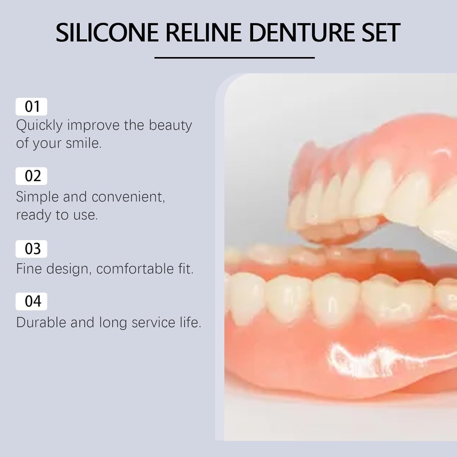 Dentaire Silicone, Prothèse Dentaire Silicone Bikenda Pour Hommes Et Femmes (1 Appareil Dentaire Supérieur + 1 Appareil Dentaire Inférieur）