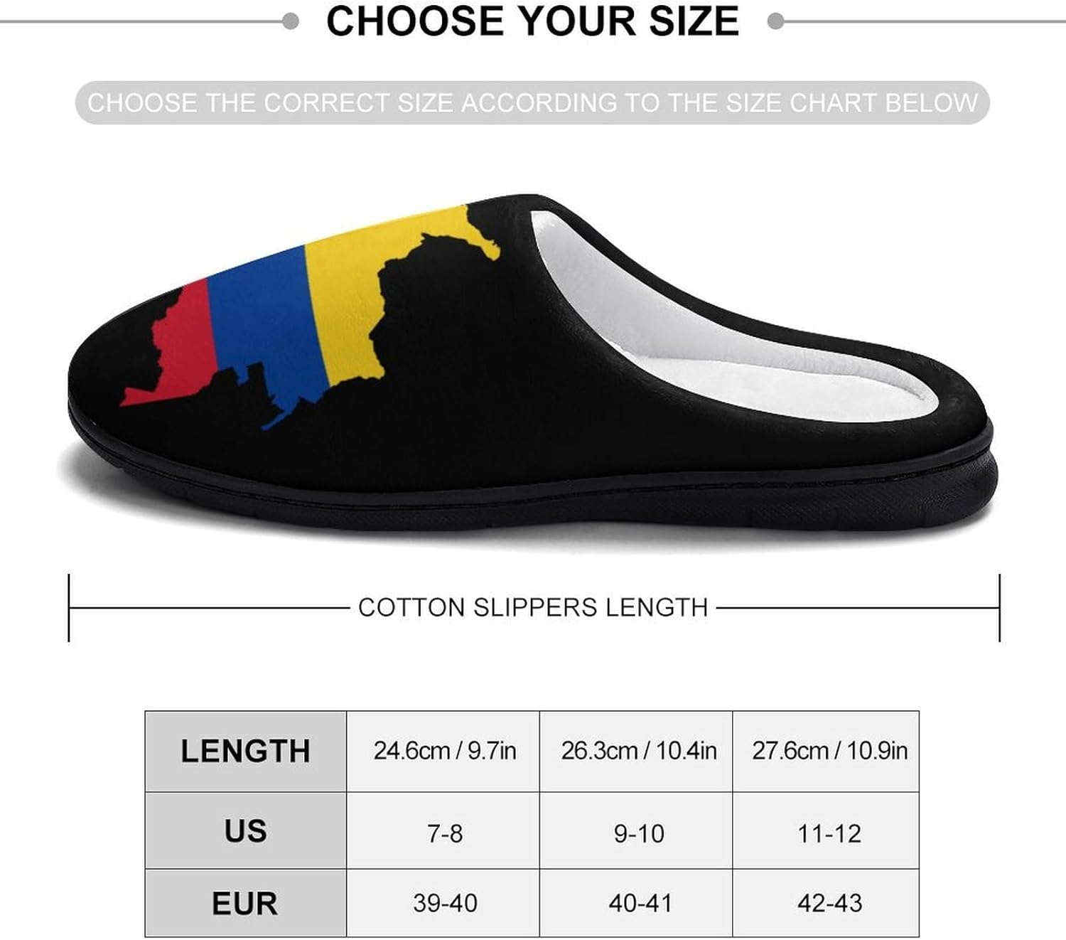 Colombian Flag Map Women's House Slippers Memory Foam Warm Shoes Spa Rubber Sole Indoor Outdoor