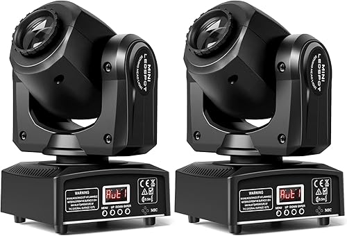 UKing Luces de escenario luces de cabeza de movimiento 8 Gobos 8 colores 11 canales 25 watts DMX 512 con sonido activado para bodas DJ fiestas