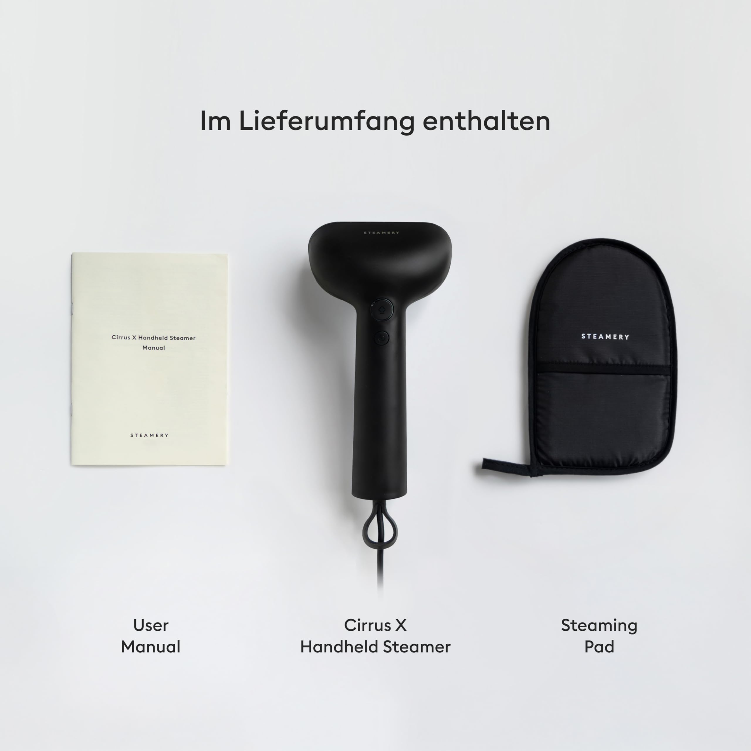 Steamery Dampfglätter Cirrus X, 1200W, Dampfleistung 20g/min, Aufheizen in 20 Sekunden, Tragbar, Minimalistisch, Skandinavisches Design, Schwarz