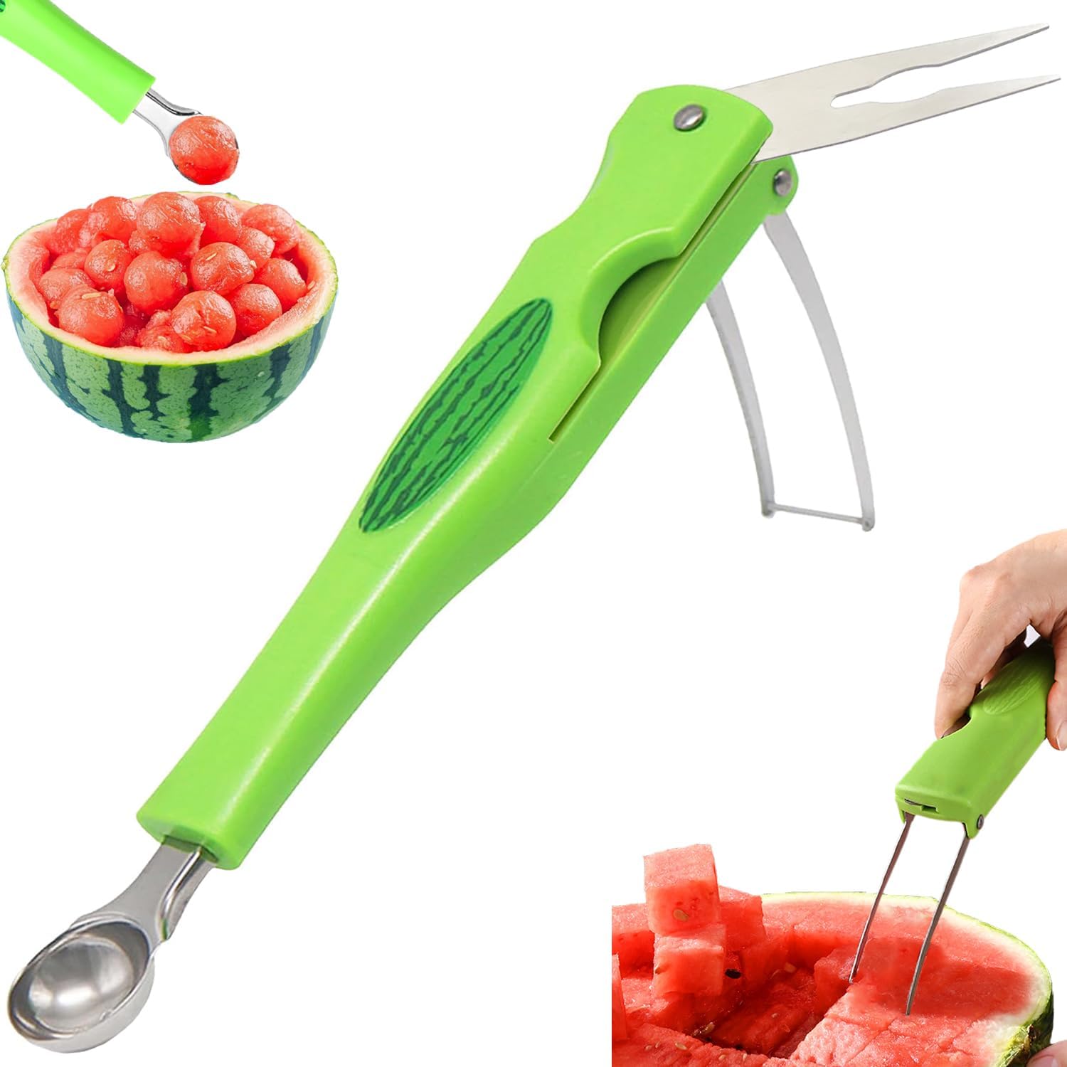 JAYVAR Watermelon Slicer Cutter Knife with Melon Baller Scoop Set,Fruit Scooper Watermelon Knife for Ice Cream Melon,Dig Pulp Separator Fruit Slice JAYVAR Watermelon Slicer Cutter Knife with Melon Baller Scoop Set,Fruit Scooper Watermelon Knife for Ice Cream Melon,Dig Pulp Separator Fruit Slice