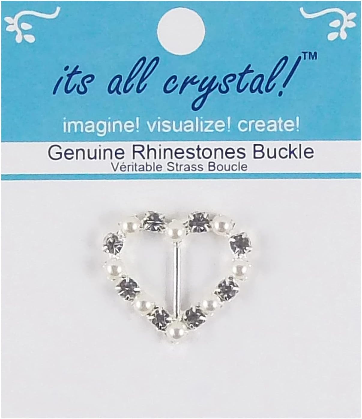 6 Pcs Genuine Crystals Rhinestones Buckle- Silver Finish Pearls Heart Metal Buckle Wedding Invitations Evening Wear- #3806