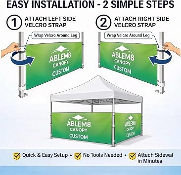Pack of 2 Custom Canopy Side Walls for 10'x10' Pop up Canopy Tent(2PC Half Walls), Compatible Also with 10'x15' and 10'x20' Tents the Shorter Sides