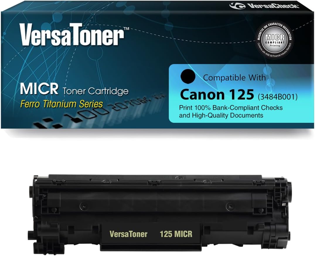 VersaToner - 125 (3484B001) MICR Toner Cartridge for Check Printing - Compatible with VersaCheck M15 MXD, Canon MF3010, MF3010 VP, LBP6000, LBP6030w, LBP6650 Printers