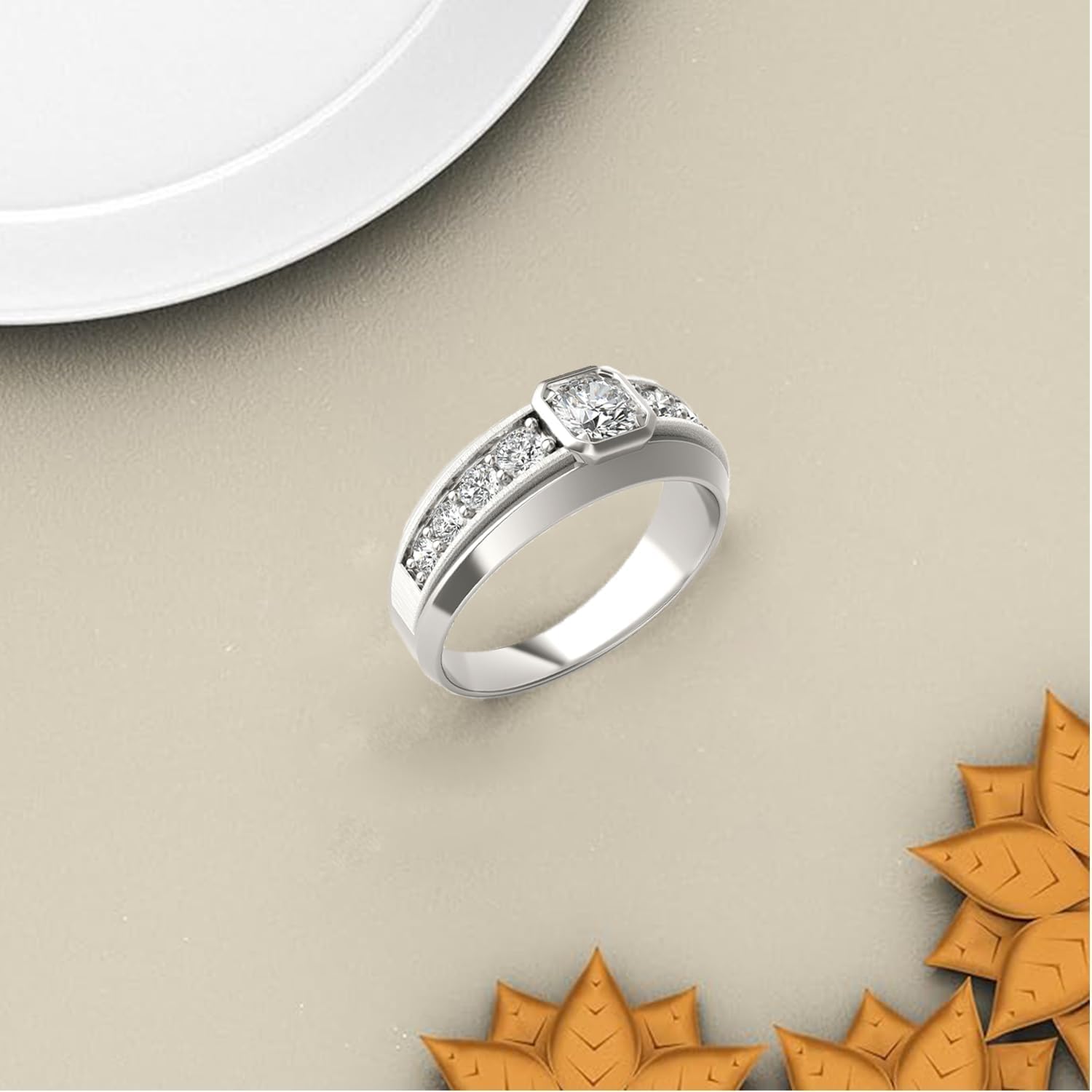 Moissanite Engagement Wedding Band Rings for Men, Eternity Moissanite Band Brilliant D Color VVS1 Clarity Lab Created Diamond Ring S925 Sterling Silver