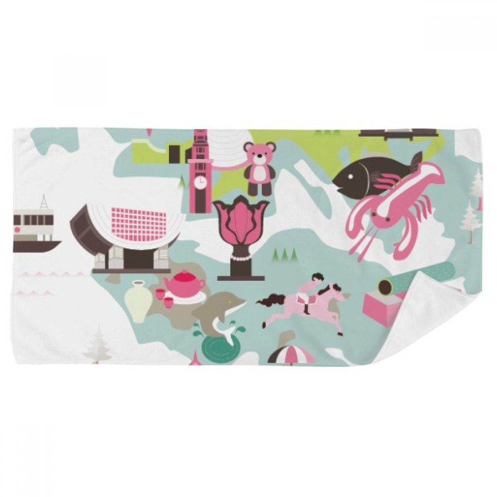 Serviette de bain Hong Kong en coton doux multicolore 35x70cm