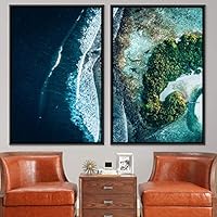 2 Piece Framed Canvas Wall Art Coastal Scenery Canvas Prints Home Artwork Decoration for Living Room,Bedroom - 16