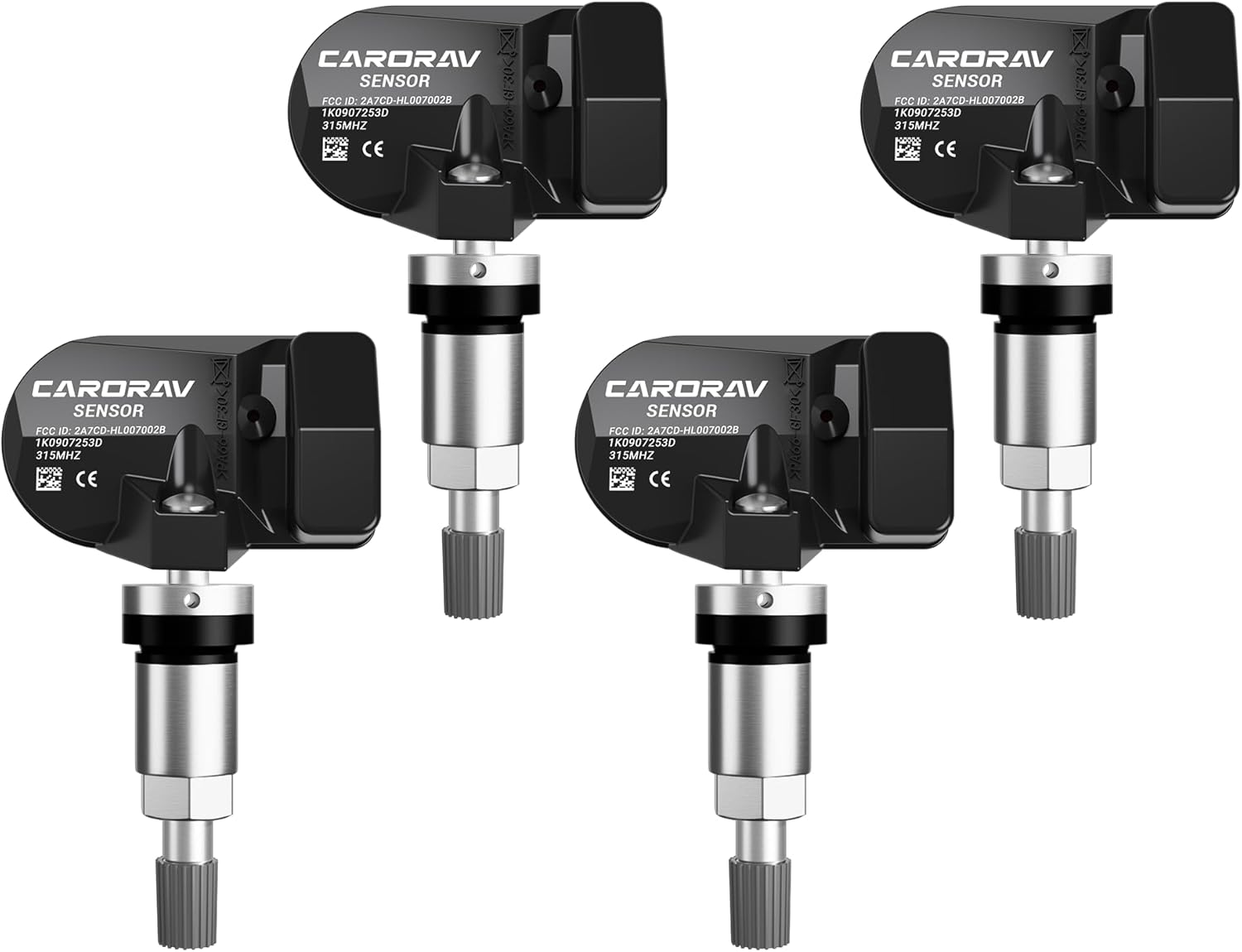 TPMS Sensor, 315Mhz Tire Pressure Monitoring System Sensor for Audi Volkwagen Jetta Golf Rabbit Replaces 1K0907253E 1K0907253D 4 Pack - 4 Replaceable Valve Stems