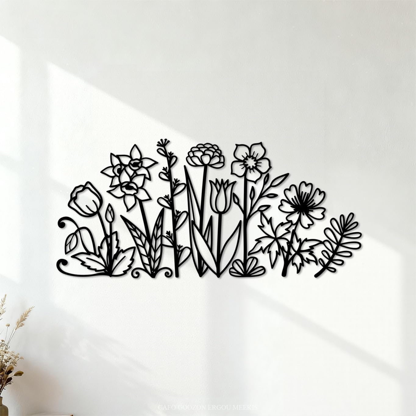 Wild Flowers Set Wall Decals Paster Paper 30x65.5cm Art Mural Painting Black
