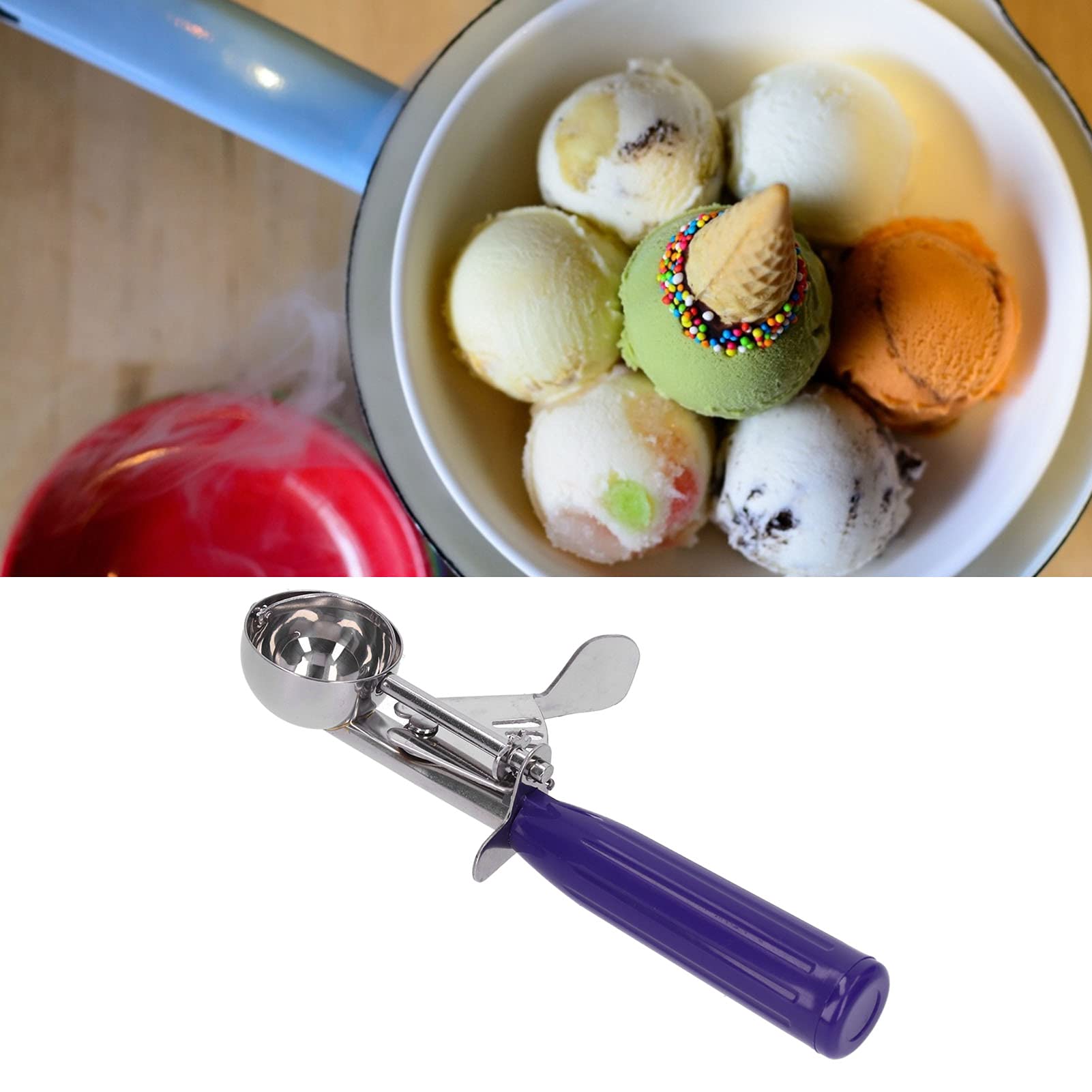 Melonenballer, Eisportionierer, klein und tragbar, für Eiscreme, Sorbet-Melone, Muffins, Knödel, Kekse für Cafés für Dessertläden für Zuhause (violette Trompete)