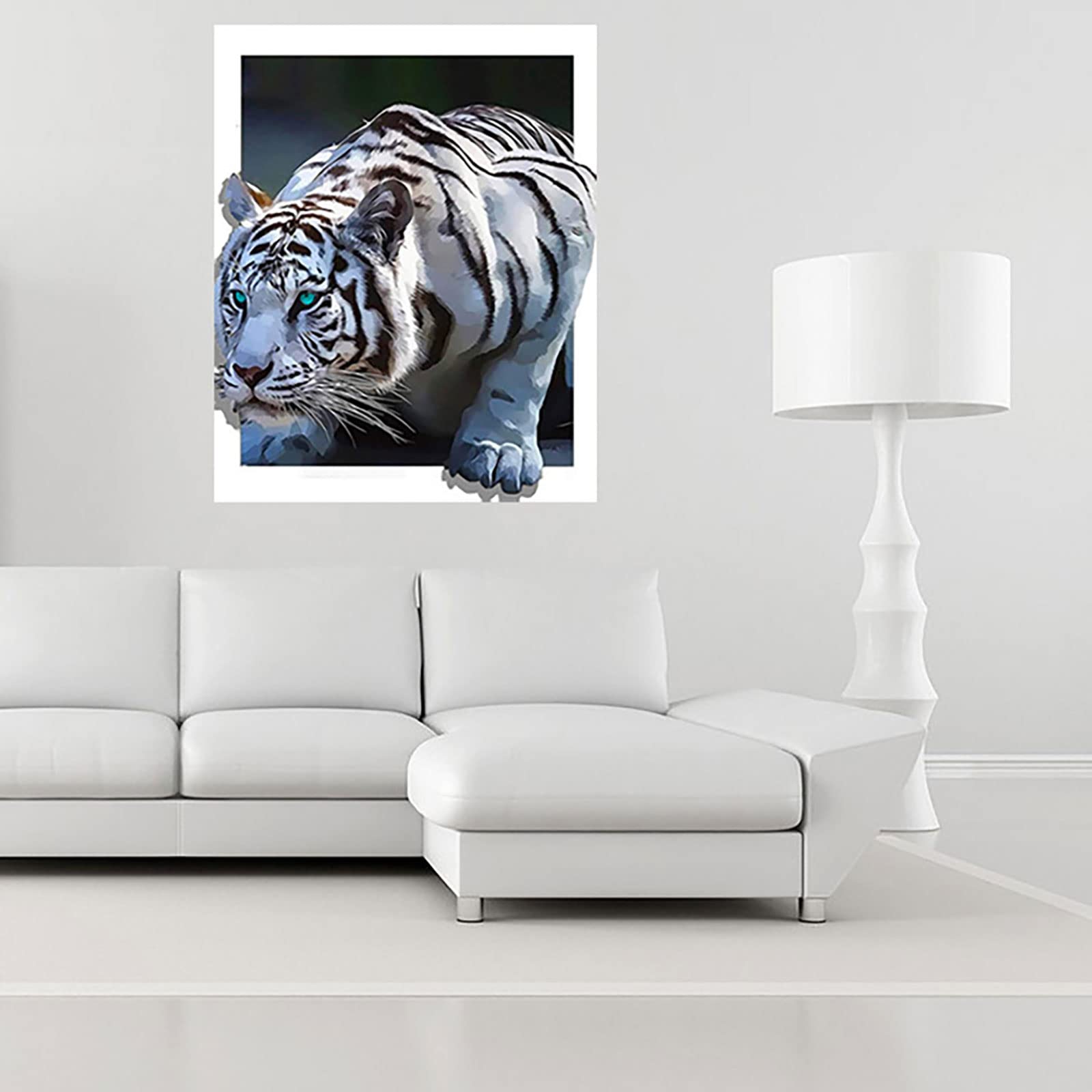 Instarry 5D Diamond Painting Complet Tigre Blanc Decoration Murale Salon et Chambre 90x60 cm