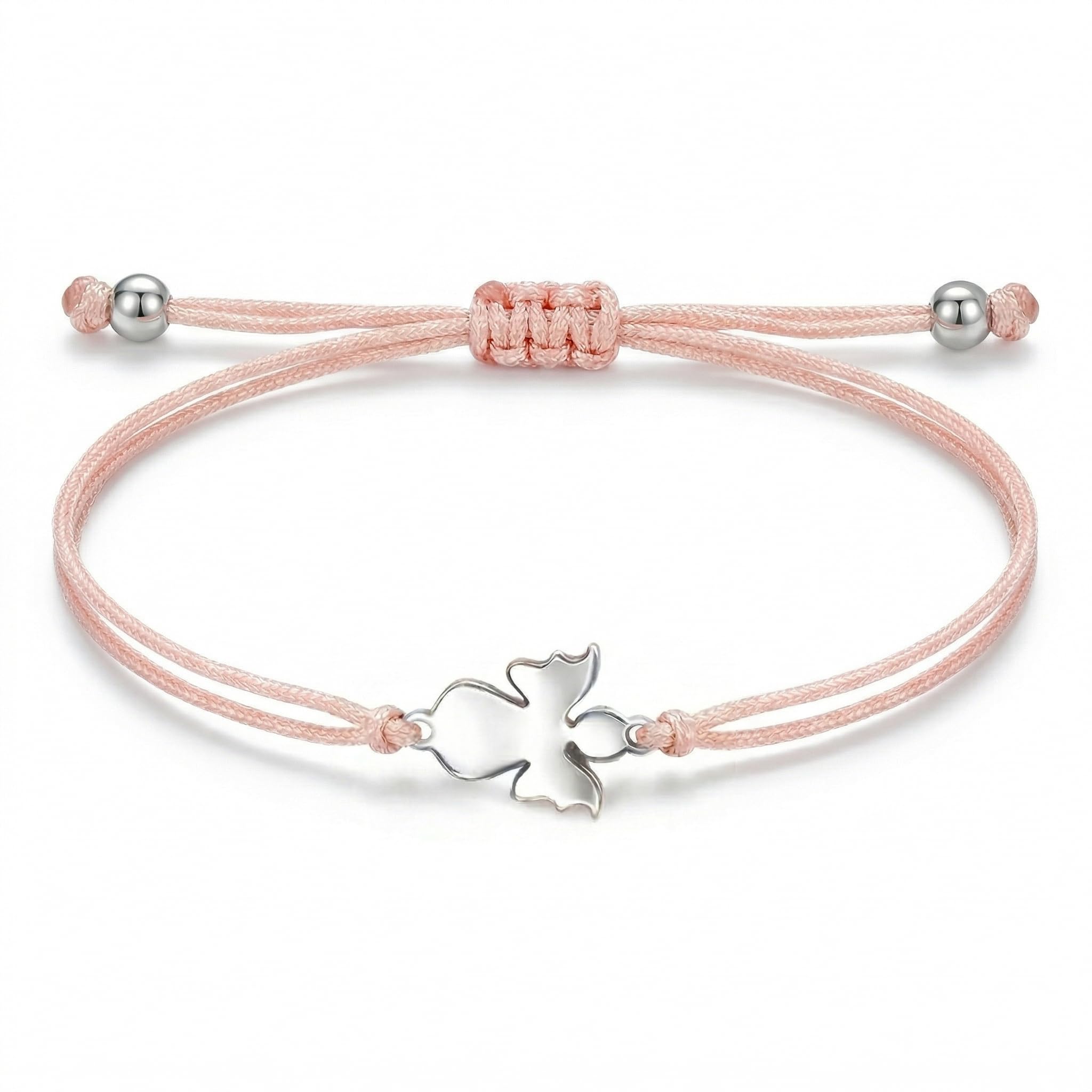 Susan's Choice Schutzengel Armband für Mädchen, Geschenk zur Kommunion, Konfirmation, Taufe, Edelstahl Engel Anhänger mit verstellbarem Textilarmband, inklusive Geschenkkarte, Roségold