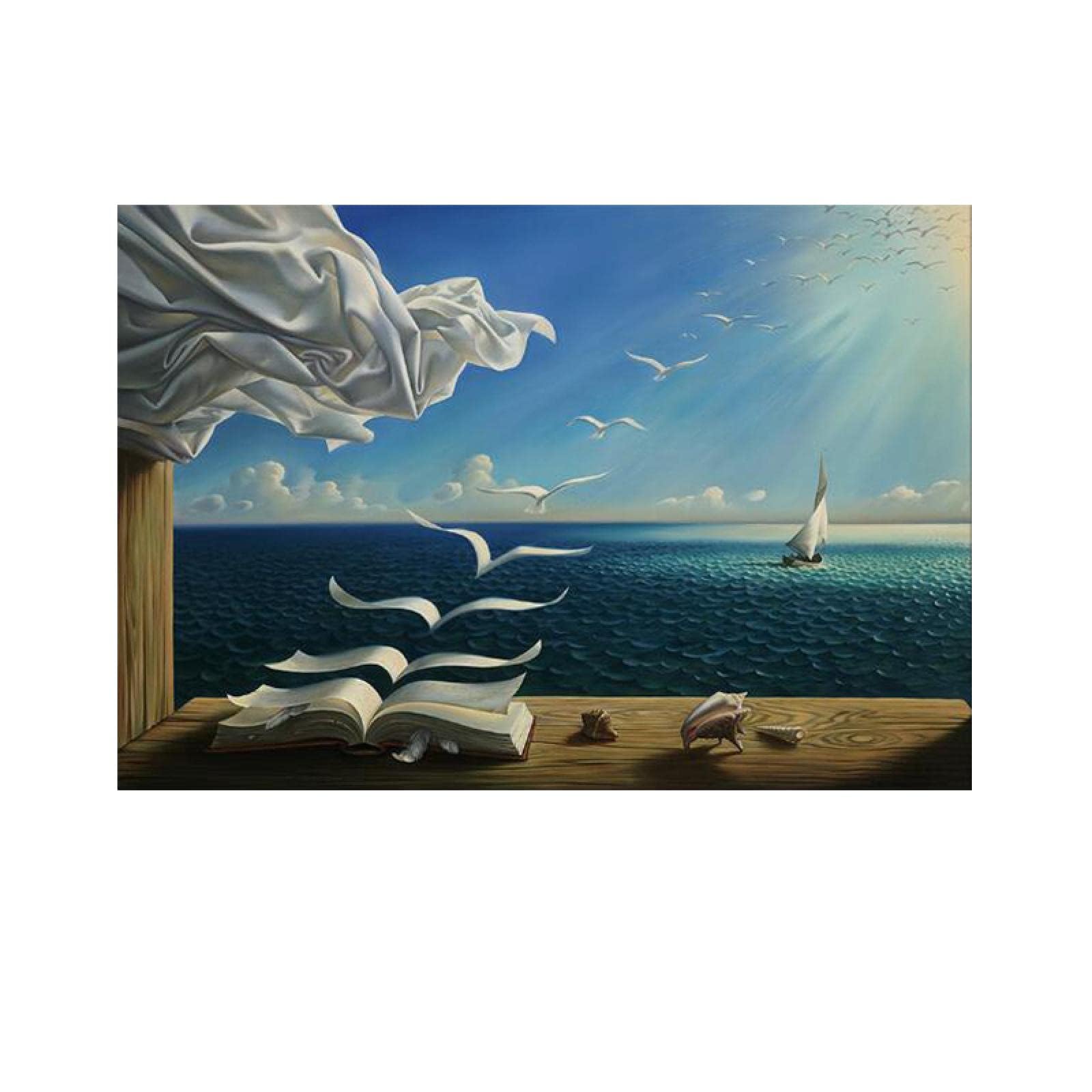 LMYSXAOZ Salvador Dali oil painting sailboat mural on canvas Surrealism art poster and print Large size paintings decor(70x100cm/Frameless)
