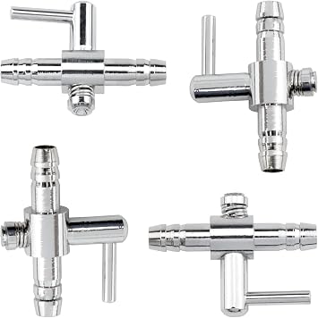 One-Way Air Flow Tubes Stainless Steel Pump Lever Control Valves for Aquarium Fish Tank Silver -4PCS
